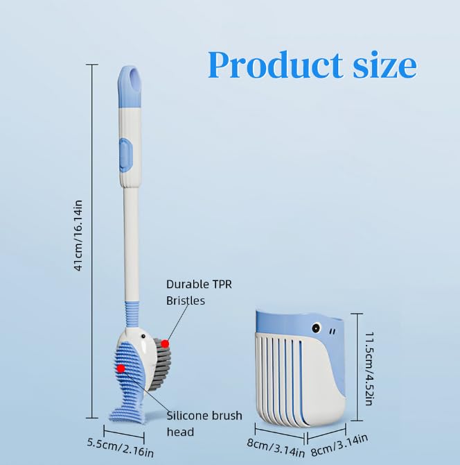 HASTHIP Toilet Brush for Bathrooms with 16 in Double Sided Head and Built in Soap Dispenser | Blue