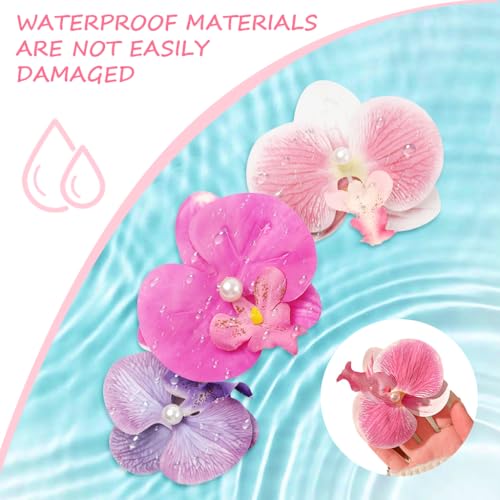 Venzina® 6PCS Flower Hair Clips for Women Stylish Elegant Butterfly Orchid Pins Pearl Artificial Claw Clip French Barrette Cute Accessories Girls Kids