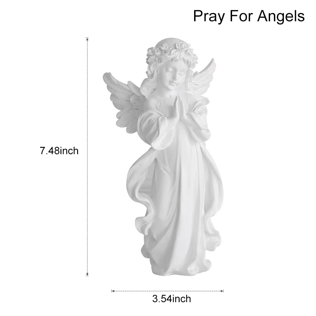 HASTHIP® Praying Girl Angel Statue, Memorial Resin Wings Cherubs Sculpture for Decoration, Living Room, Shelf, Mantel, Home Decor Ornament, Perfect for Gifting, 3.54 * 7.48 Inches