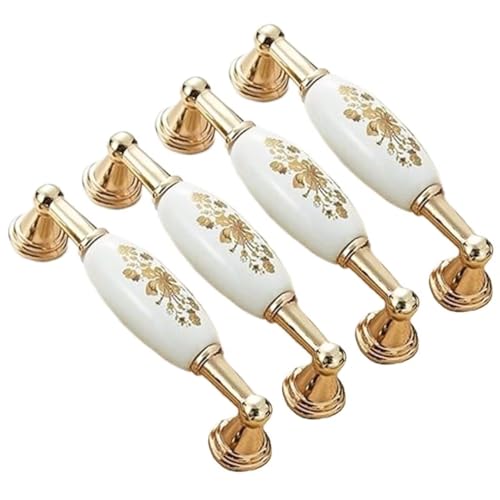 HASTHIP® 2Pcs Cabinet Door Pulls & Drawer Handles Modern Ceramic Floral Zinc Alloy Grip, Durable Bathroom & Kitchen Furniture Hardware, Knob Handle Set