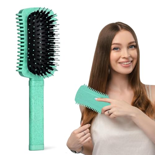 MAYCREATE® Volume Brush for Curly Hair, Curly Hair Styling Brush Colored Curved Styling Hair Brush Salon Styling Hair Brush No Tangle Heat Resistant Nylon Bristles for Hair Dryer, Green