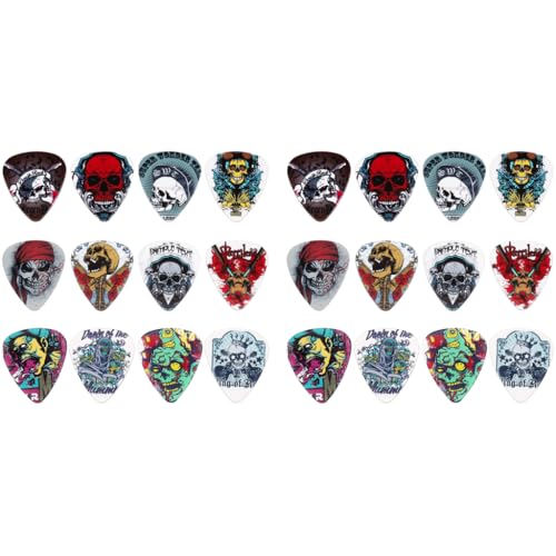 ZIBUYU® 24PCS Guitar Picks PVC 1mm Medium Heavy Rock Roll Bizarre Aesthetics for Bass Electric Acoustic Guitar Accessories