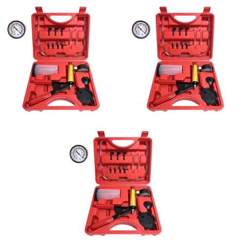 STHIRA® Auto Brake Bleeding Kit Hand-Held Vacuum Pump Pressure Tester Gauge Set Brake Clutch Oil Bleed Manual Fluid Bleeder Tool for Car Motorbike Motorcycle Repair 3 PCS