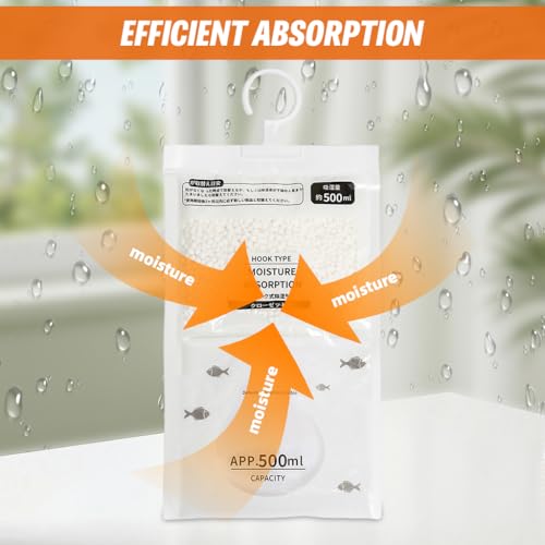HASTHIP® Dehumidifier for Wardrobe - Fragrance Free 4 Pack Humidity Packs, Dessicant Packets, Hanging Closet Dehumidifier Bags, Dehumidifiers for Bathroom