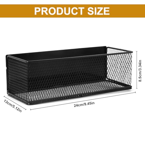 HASTHIP Kitchen Organizer Basket Magnetic Metal Mesh Organizer Basket Spice Seasoning Jar Organizer Holder Multi-Purpose Home Organzier for Refrigerator, Whiteboard, 35 x10.5x8.5 cm