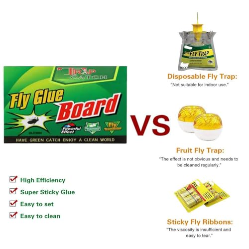 ZIBUYU® Strong Fly Stickers, 20 Sheets Green, Indoor Fly Trap Paper, Extra Strong Flying Insect Glue Sticker, Non-Toxic Biodegradable Pest Control for Home/Kitchen/Plants, 18.5x12.8cm
