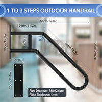 HANNEA® Grab Bar for Porch Wall Mounted Steps Handrail for Elderly 22.8" Metal Handrail for Staircases, Ramps, Walkway, Porch, Bathrooms Anti-slip Grab Bar Assistance
