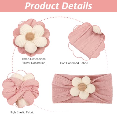 SNOWIE SOFT® 6PCS Baby Headband Stretchy Cute Flower Hairband Set for Girls Bands Shower Gift Newborn Essential Products