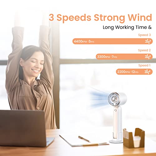 HASTHIP® Mini Portable Fan, 3 Speed Personal Small Fan for Desk Fan with Base, Handheld Fan Pocket Fan Mini Fan Desktop Fan Cool Wind USB Fan Rechargeable Hand Fan for Women Makeup Indoor Outdoor Travel Office