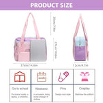PALAY® Girls Book Bag Handbag with Coin Pouch Travel Book Bag for Schoolgirls Book Shoulder Bag Tote Bag Pink Double Layer Zipper Book Bag School Gift Daily Item Handbag for Young Girls