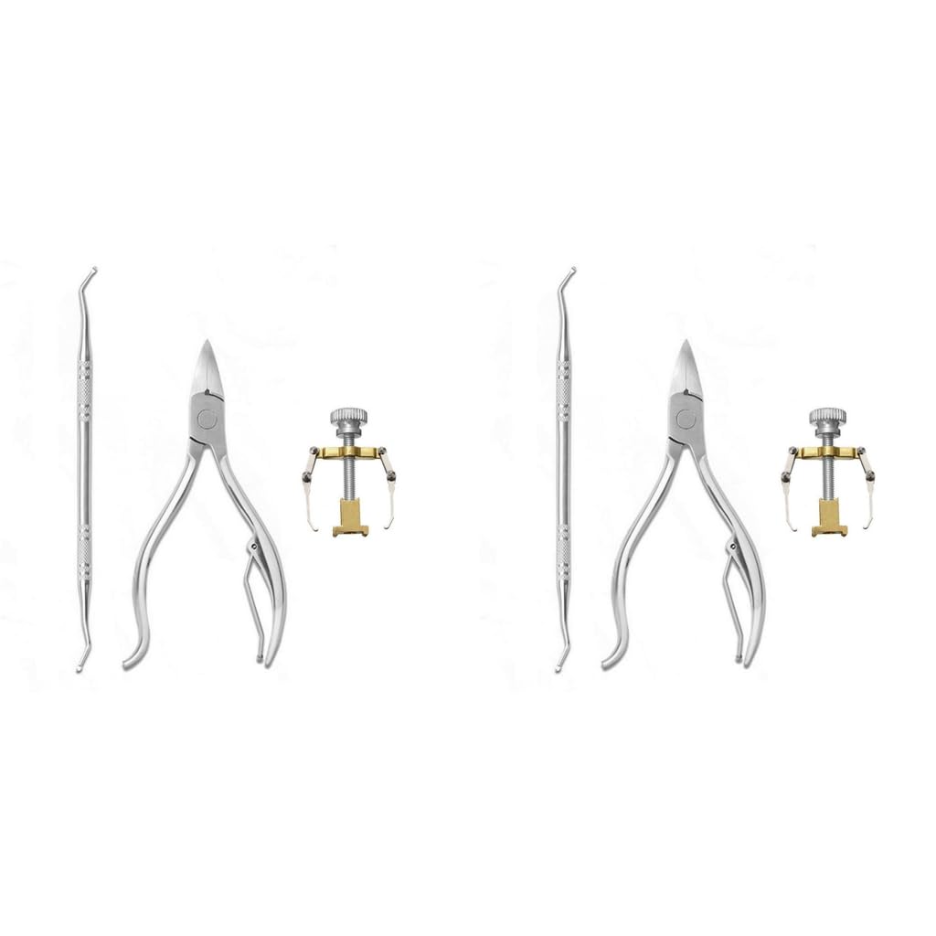 MAYCREATE Toe Nail Correction Tool for Pedicure and Manicure 6pcs Set with Lever Mechanism | Stainless Steel Clippers and Nippers