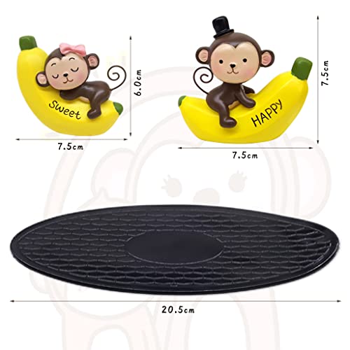 ZIBUYU® 1 Pair Cute Resin Couple Monkey Banana Car Resin Decoration Car Dashboard Toy Desk Decoration Lovely Dashboard Toys Gift Car Interior Decoration Desk Decoration