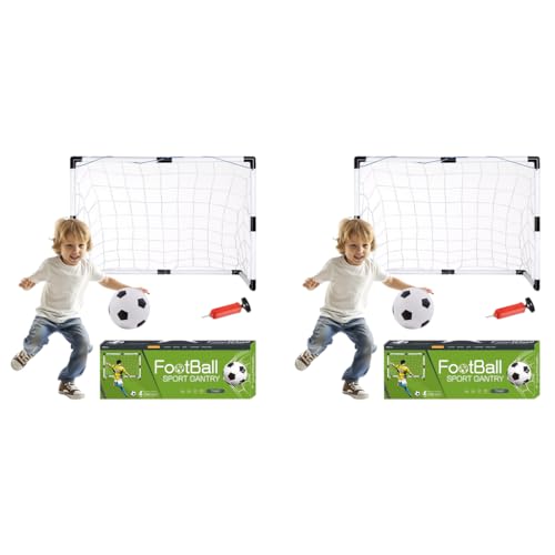 Proberos® Mini Football Goal for Kids with Pump and Ball Set Toddler Net Post Weather Resistant Sturdy PVC Easy Assembly Indoor Outdoor 2 PCS