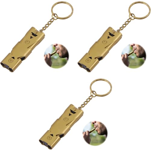 ZIBUYU® Emergency Whistles Lifeguard Safety Whistle with Keychain Kids Rescue Signaling Loud Survival for Outdoor Hiking Camping Hunting Fishing Boating Gold 3PCS