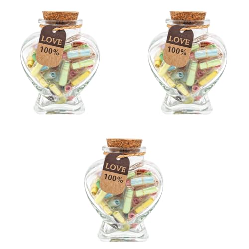 HASTHIP® for Couple Letters Message in a Bottle Romantic Heart Shaped Glass Drift for Girlfriend Love Birthday Valentines Day 135PCS Message Rolls