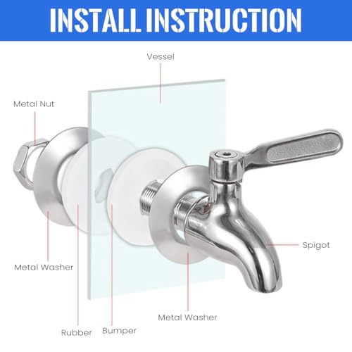 HASTHIP® Beverage Dispenser Spigot 304 Stainless Steel Beer Juice Faucet Tap with Wrench Tool Food Grade Removable Reuseable for Dispensers Wine Barrels Jars Drink Containers 2 PCS