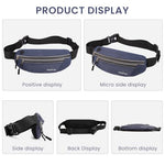 GUSTAVE® Waist Bag for Men Women Sweatproof Side Bag Chest Bag, Outdoor Waist Pouch Fanny Pack with Adjustable Belt, Earphone Cable Hole Design for Outdoor Hiking, Running, Travel, Black, Blue