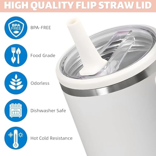 HASTHIP® 6PCS Flip Straw Lid Replacement 40 oz Fit for Stanley Leaking Proof Seal Tight Tumbler Lids Fashion Transparent Universal for Cup