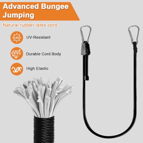 STHIRA® 3.3ft Ultra Elastic Nylon Bungee Cords with Dual-End Metal Hooks, Heavy-Duty Stretch Straps for Luggage, Camping, Cargo & Outdoor Use, Pack of 2