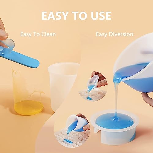 HASTHIP® 9PCS Silicone Measuring Cups for Resin, Reusable Resin Measure Cup with 600&100ml, Silicone Stir Sticks, Resin Mixing Kit for Epoxy Resin, Molds, Jewelry Making, Waxing