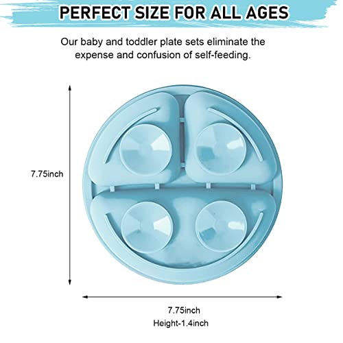SNOWIE SOFT® Baby Suction Plates for Feeding with 4 Strong Cups Silicone Toddler Deep Divided Kids BFA Free Dishwasher Microwave Oven Safe 2PCS