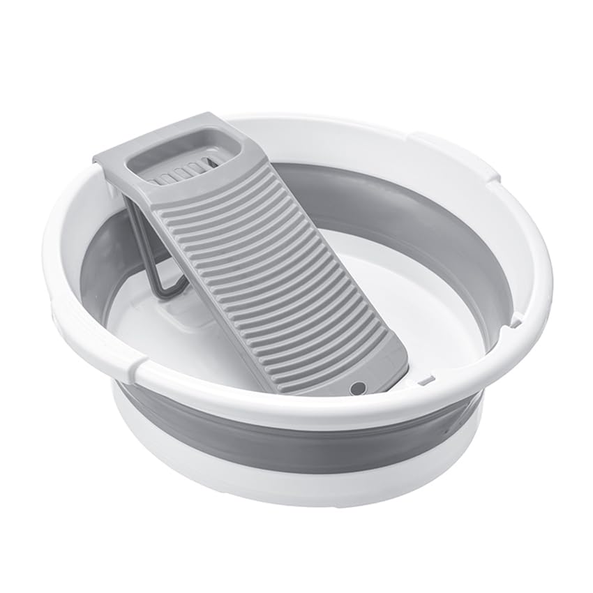 HASTHIP® Collapsible Clothes Washing Basin with Hand Wash Board, 2 in 1 Laundry Basin Compact Wash Basin for Clothes for Handwashing Clothes, Baby Cloth, Underwear