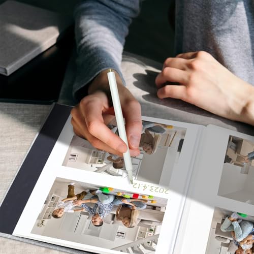 HASTHIP® Photo Album Self Adhesive Scrapbook for 4x6 5x7 8x10 Pictures Linen Cover with 40 Pages DIY Book Birthday Gifts Women Mom Family Baby Wedding Travel 11.5x10.6 Grey 2 PCS