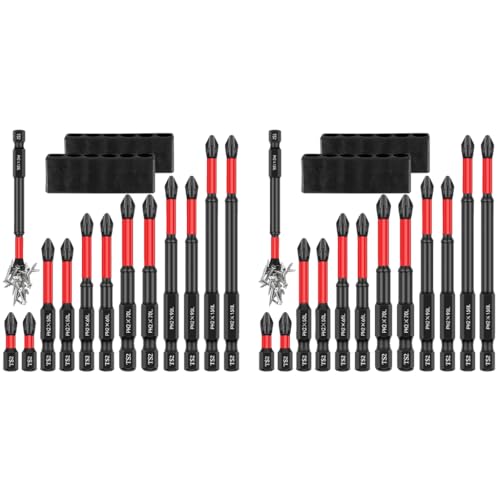 Serplex® Set of 12 TS2 Screwdriver Bit Heavy Duty S2 Alloy Steel Hex Shank with 6 Length for Impact Driver Electric Holder 2PCS