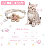 Qpets® Cat Collar, Pet Collar Cute Flower Cat Collar with Bell, Lovely Cat Collar Quick Release Adjustable Cat Collar Soft Plush Collar Cat Gift, Beige