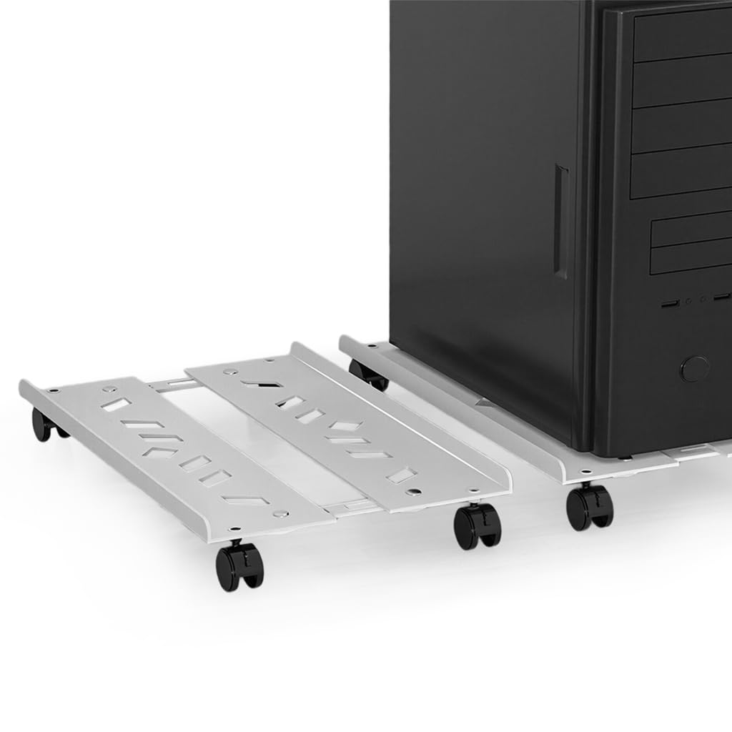 ZORBES Computer Tower Stand for Home and Office with Retractable Panel and Carbon Steel Ventilated Tray