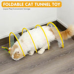 Qpets® Cat Tunnel for Indoor Cats, Elastic Spring Tunnel CatPlaying Toys with Feather Tail, Teaser Toy for Cat, Small Pet