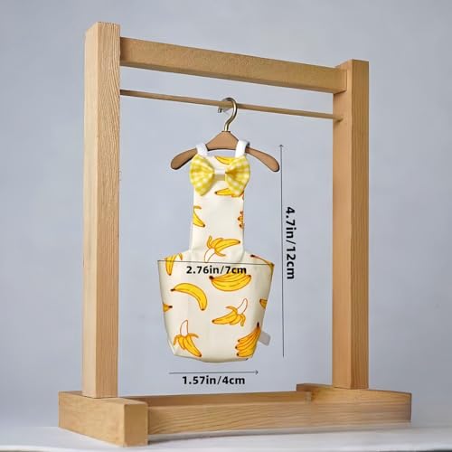 ZIBUYU® 2Pcs Parrot Clothes, Budgie Jumpers, Adorable Bow Banana Print Budgie Diaper Bird Flight Suit, Elastic Straps Design, Lightweight & Comfort, Washable, Size M