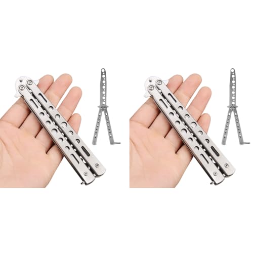 Optifit® Butterfly Knives Trainer with O Ring Latch for Beginner Children Lover Balisong Unsharpened Blade 2PCS