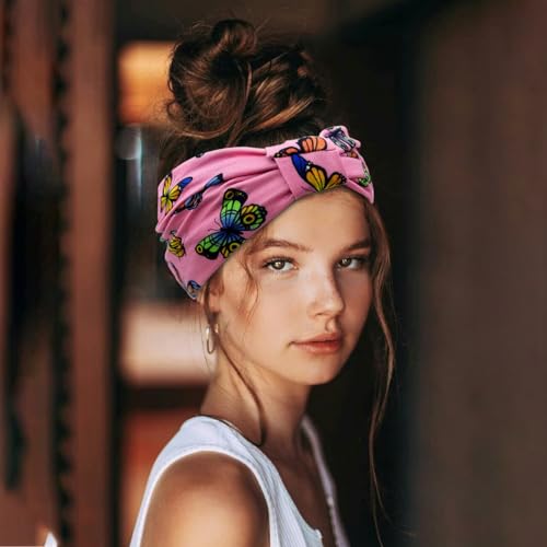 Proberos® Hair Band for Women Sweat-Proof Gym Fitness Soft Wide Headband Running Yoga Sports Bandana Girls 3 Pack Butterfly 3 PCS