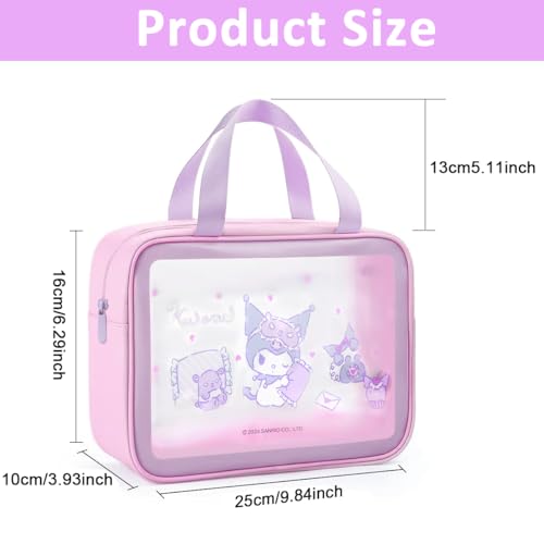 MAYCREATE® Toiletry Bag for Women Kuromi Makeup Pouch Cosmetic Bags Cute Cartoon Travel Organizer Waterproof PVC Travelling 3 PCS