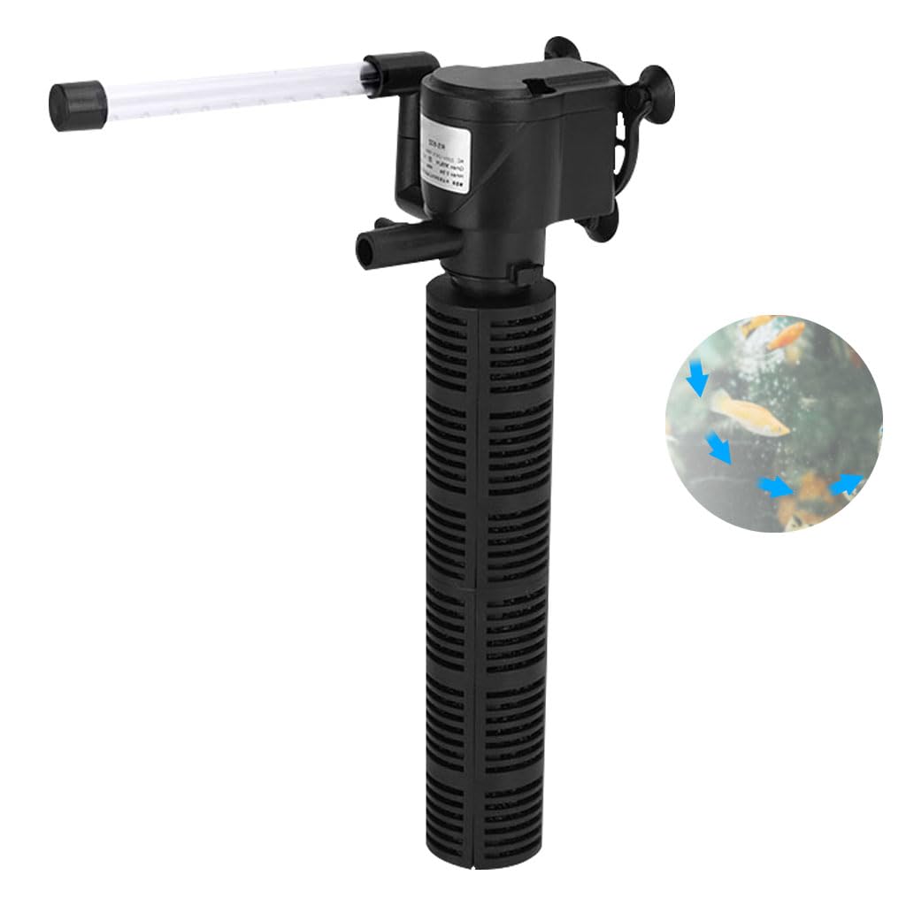 Qpets Aquarium Filter for 20–60L Fish Tanks with 98 GPH Flow and 3‑Stage Filtration System