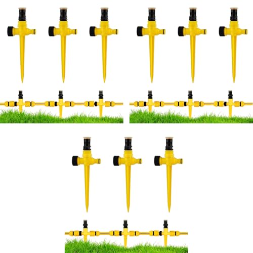 HASTHIP® Garden Water Sprinkler for Lawn Rotation Auto Irrigation System 360 Rotation with Quick Connectors Outdoor (9PCS)