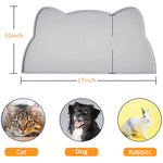 Qpets® Pet Feeding Mat, Dog Feeding Mat Cat Food Mat Silicone Dog Food Mat for Easy Feeding and Cleaning, Anti-slip Silicone Floor Food Mat Floor Food Tray (Grey, 44*24cm)