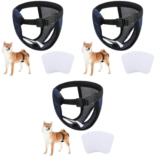 Qpets® Pet Use Breathable Reusable Dogs Diapers Female with 6 Absorbption Cotton Pad Comfort Doggy for Puppy L Recommended Waist 15.7-19.2 Inches 3PCS