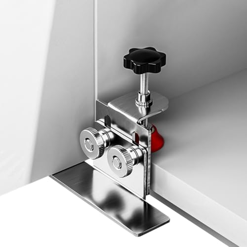 Serplex® 2PCS Floor Cabinet Door Install Clamp, Stainless Steel Cabinet Installation Positioner, Adjustable Mounting Support Arm Jig Attaching Hinges for Hidden or Traditional Door Installation