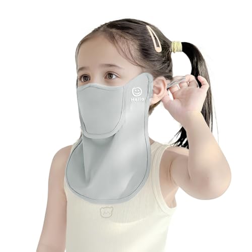 SNOWIE SOFT® UPF 50+ Face Mask for Kids Aged 3-8 Years Old Outdoor UV Protection Child Face Mask, Open Front Piece Design, Ice Silk Nylon Face Cover, Quick Dry Breathable, Adjustable Ear Loops