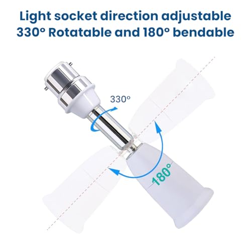 ELEPHANTBOAT® B22 to E27 Light Socket Converter Extender Flexible 360 Rotatable Adapter Bulb Lamp Holder Fit for LED CFL Halogen 3PCS