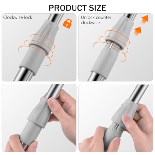 HASTHIP® Retractable Clothesline Pole 32.6-56.2 Inch Telescopic Laundry Hanging Rod Zinc Alloy Prongs Suitable for Indoor and Outdoor Use 3PCS