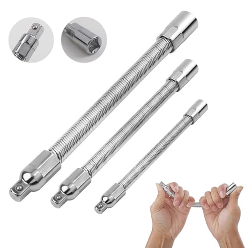 Serplex® 3Pcs Electric Wrench Sleeve Universal Extension Rod, Bendable Flexible Socket Extension Bar Shaft Set Wrench Extender For Power