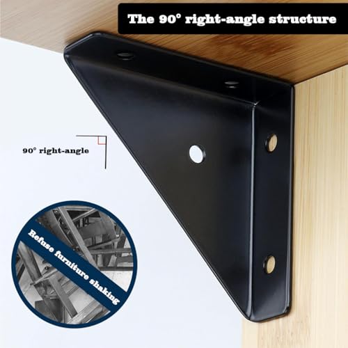 Serplex® 8PCS Corner Braces Angle Brackets Steel L-Brackets 90°C Shelf Support Triangle Furniture Right-Angle Joints Desk Connector for Bed Table Cabinet