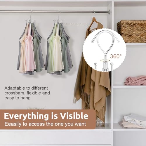 HASTHIP® Rotatable Tie Organizer Tank Top Hanger with 8 Hooks Space Saving Wardrobe Hats Bra Underwear for Home Closet Clothing Storage Organization 2PCS
