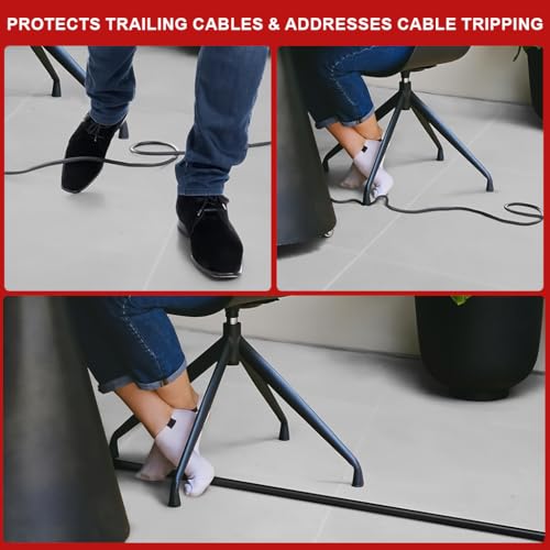 ELEPHANTBOAT® 6.6ft Cord Cover Floor for Extension Cords, Self-adhesive Wire Cover to Protect Cables & Prevent Tripping, PVC Cord Hider Floor Protector, Internal Channel Diameter: 0.39