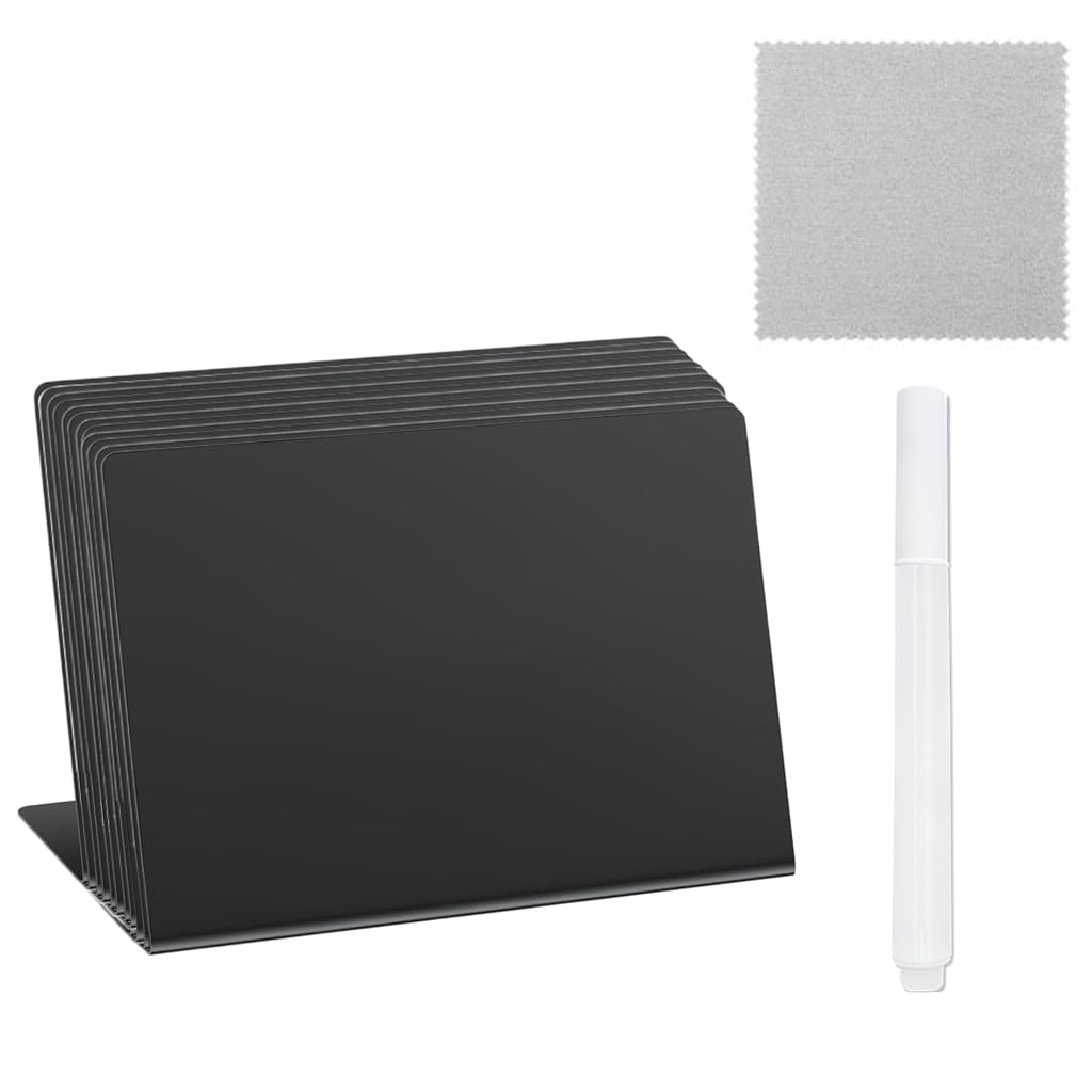 Climberty Acrylic Sign Holder Set for Counter Display with N Shape Stand 5 Pcs 7.5×3×10.5cm | Clear Label Card Stands for Office and Shop