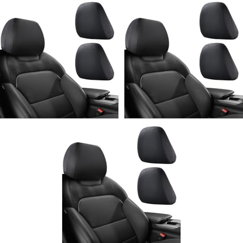 STHIRA® 6PCS Car Headrest Covers Dustproof Minimalist Black Upholstery Accessories Universal Slip-on Stretchy 9 x 10.6