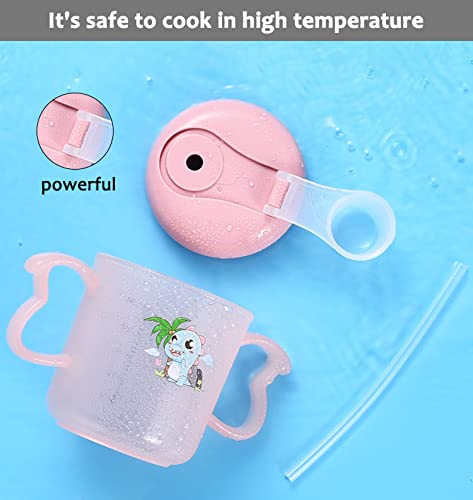 SNOWIE SOFT® @ Toddler Water Bottle with Ears Foodgrade PP Cup Drinking Cup with Silicone Straw Heat Resistant Water Cup Milkpowder Bottle with Calibrated Scale 260ml Heat Resistant Microwave Use